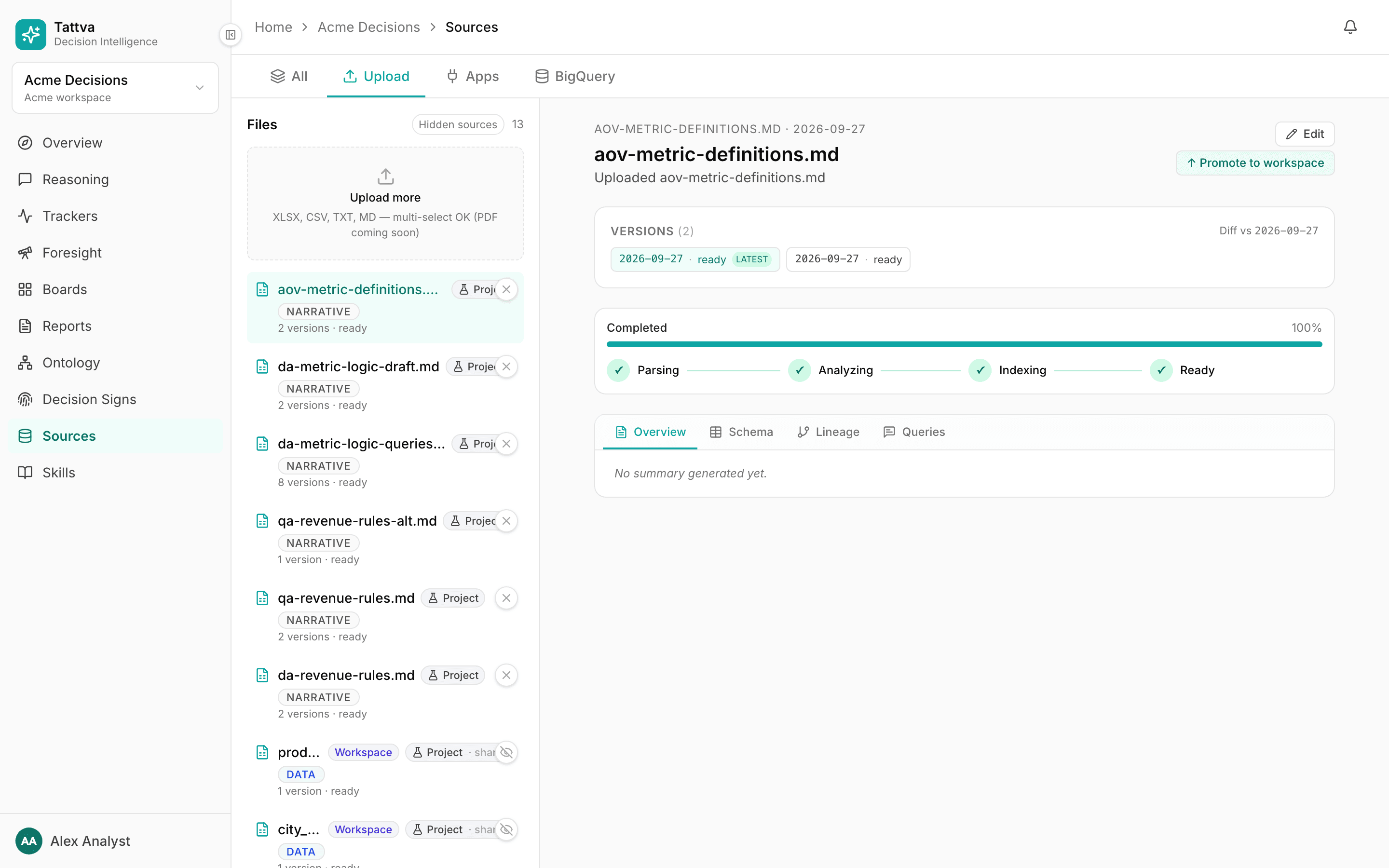 Sources › Upload: the drop zone and the file list