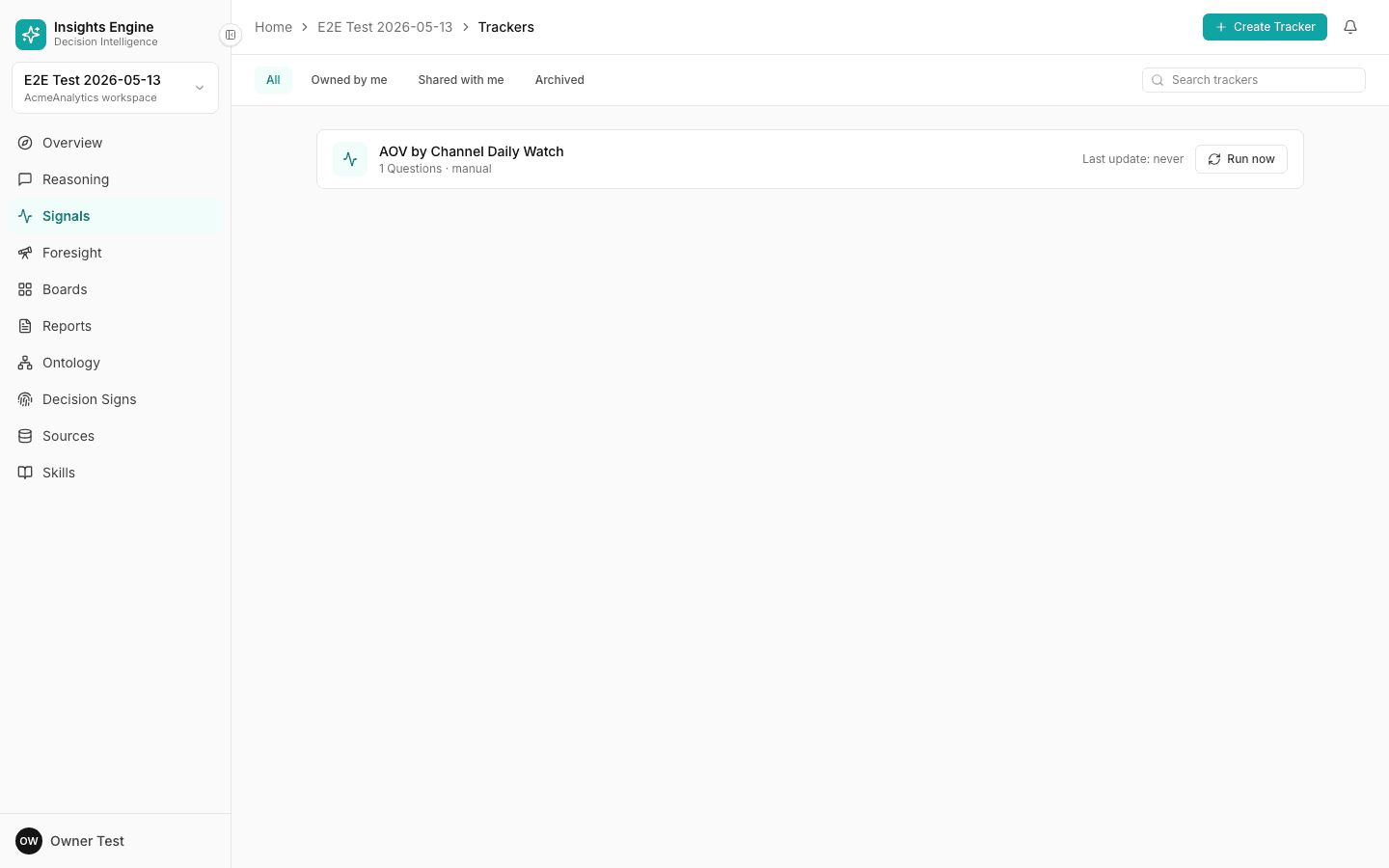 Trackers page