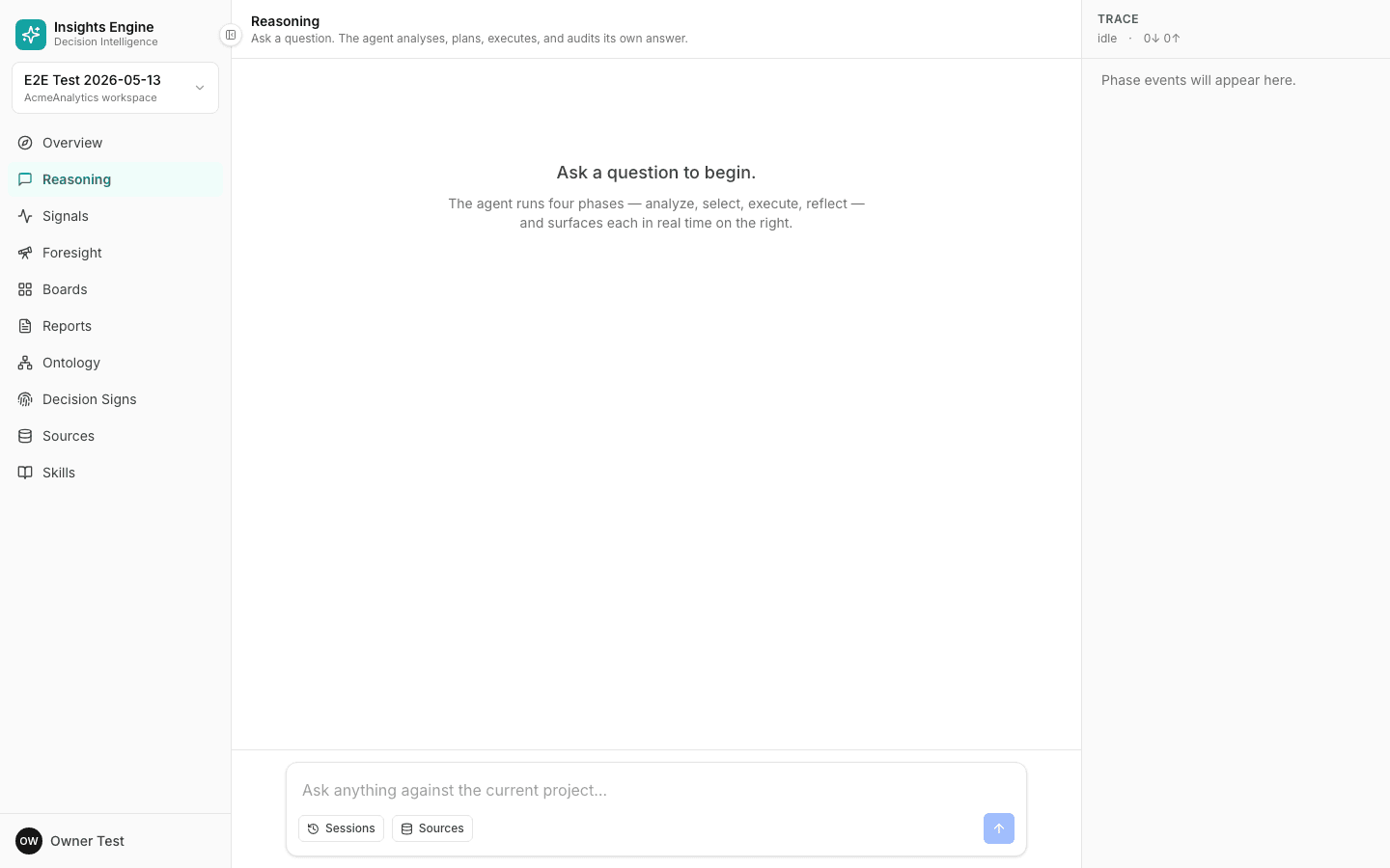 Reasoning page on first open